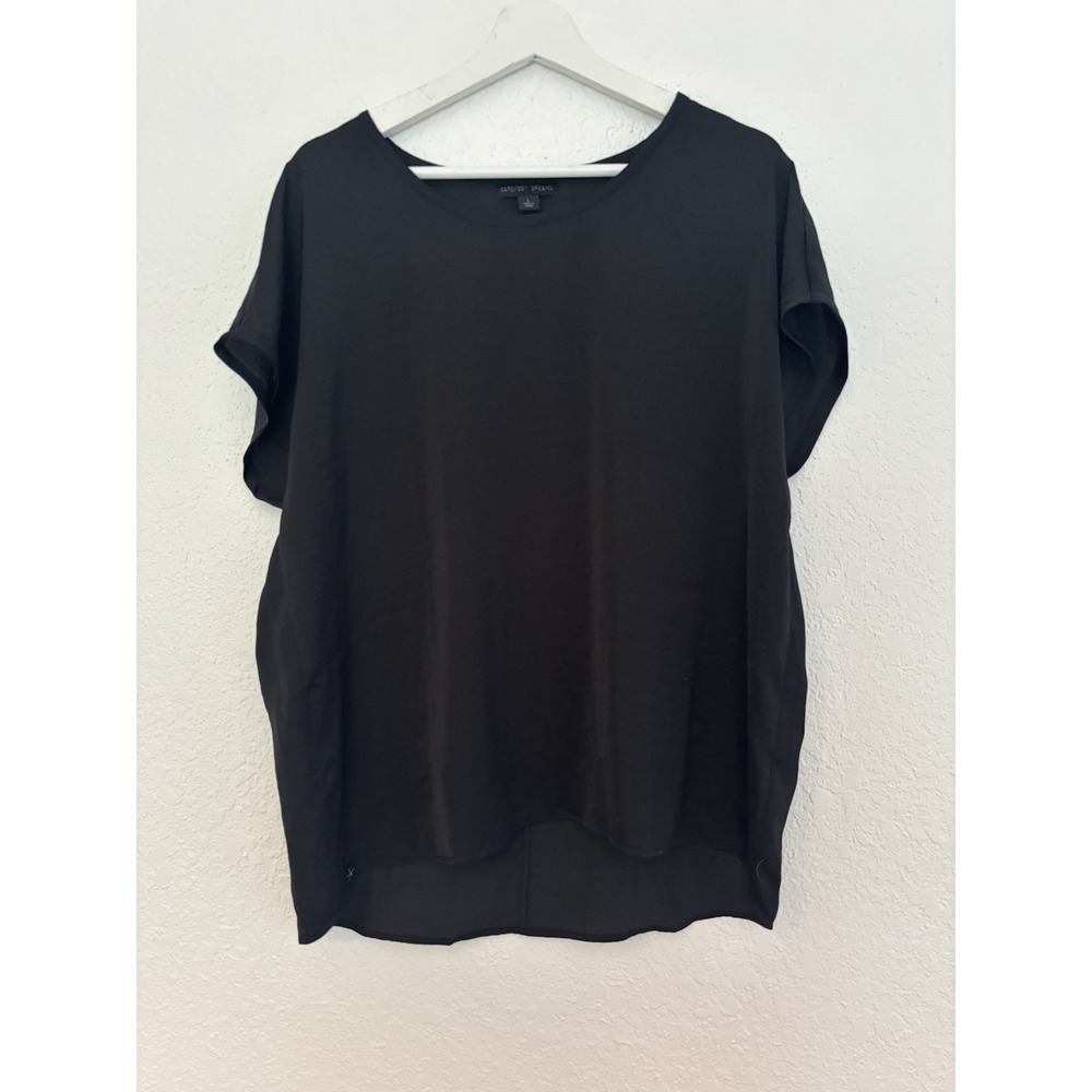 Barefoot Dreams‎ Washed Satin Tee Short Sleeve Black Size Large